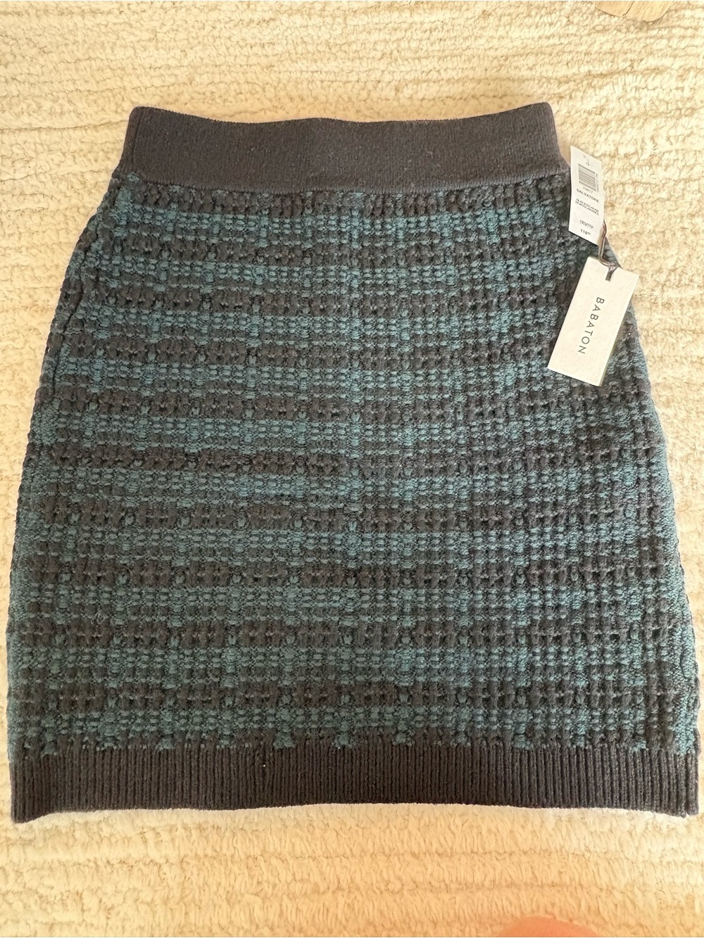 BNWT Babaton Salvatore Green and Black Textured Pencil Skirt